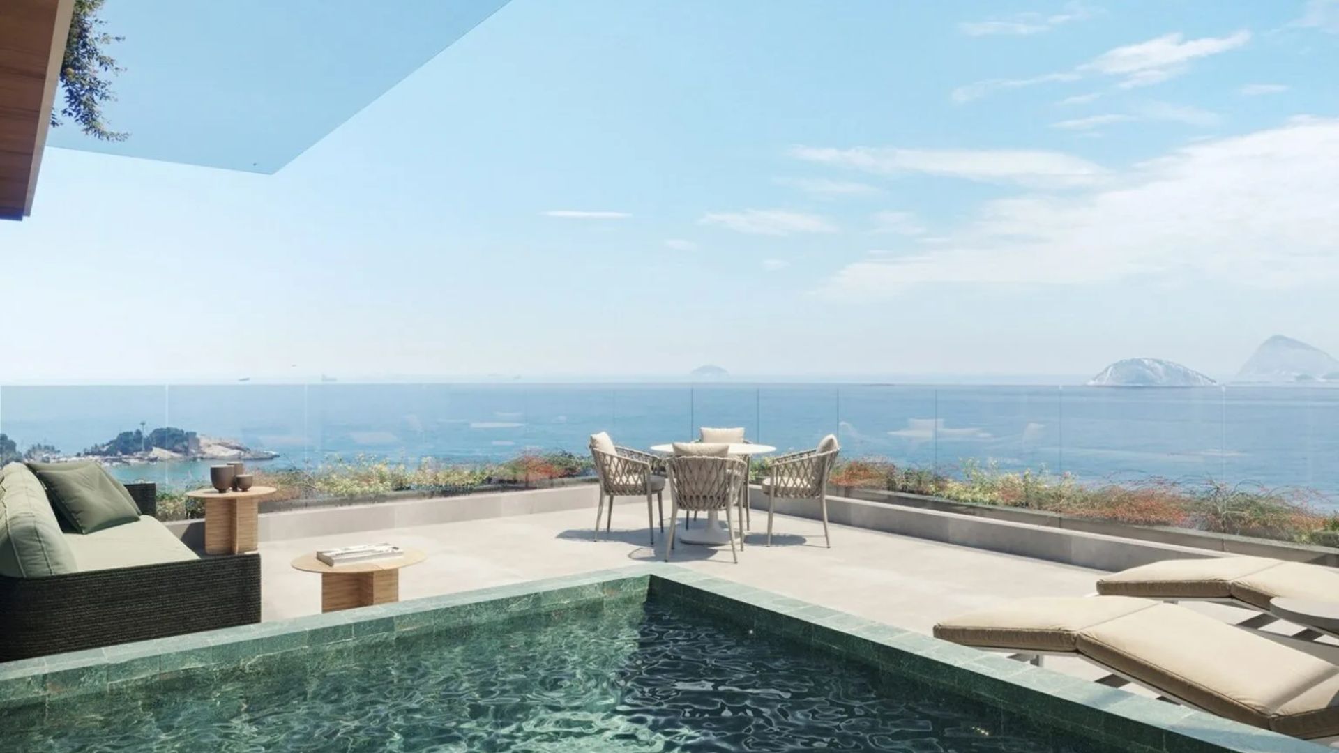 Almar Ipanema apartamentos 152 m² a 437 m² 3 vista livre para o mar do rooftop Almar Ipanema apartamentos 152 m² a 437 m²