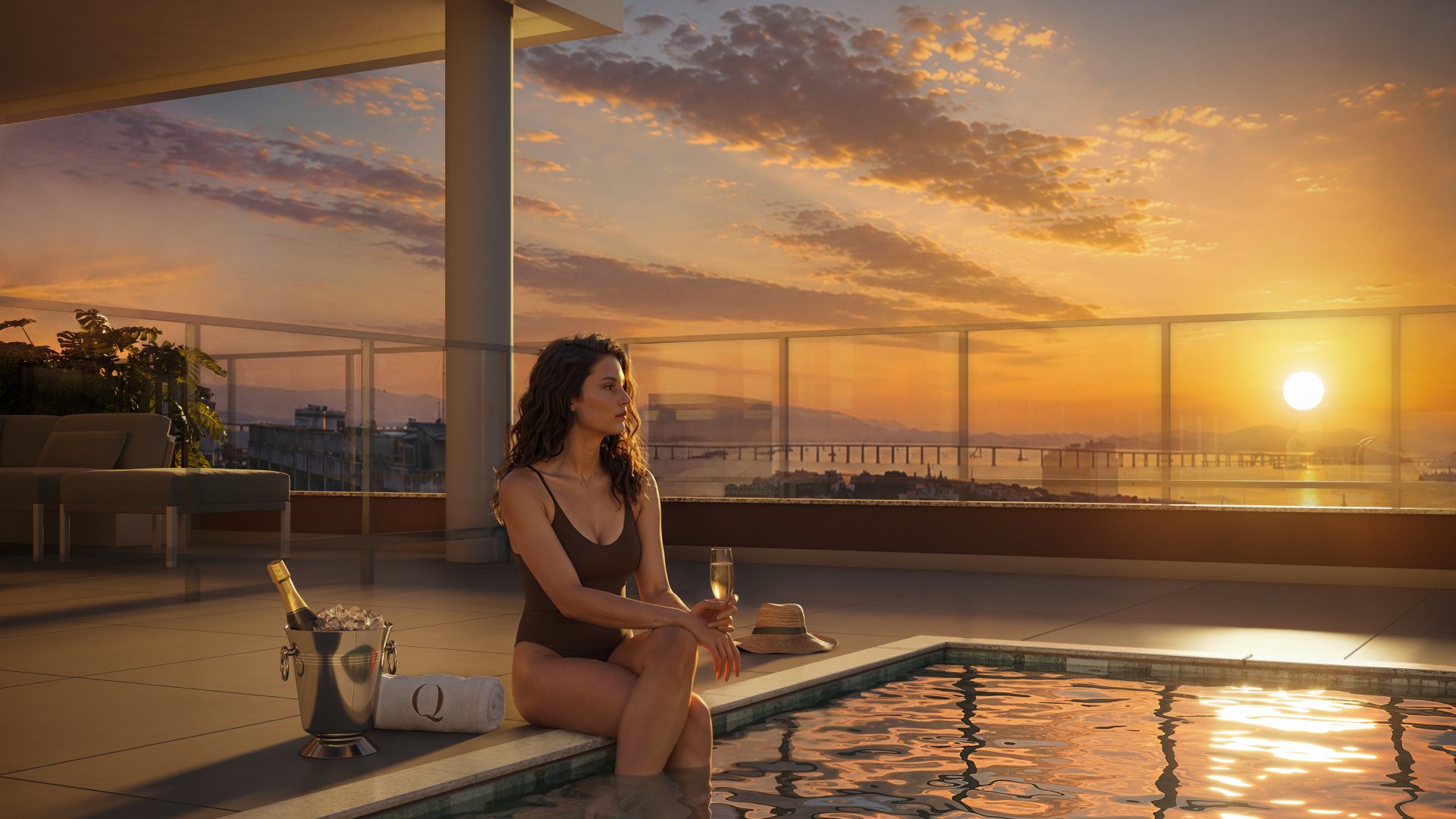 piscina no rooftop Q Studios centro do Rio 29 m2
